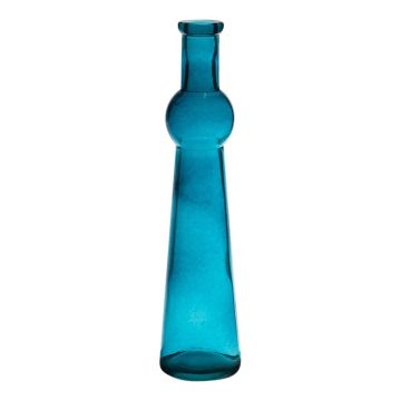 Vase bouteille REYNALDO en verre, bleu-transparent, 23cm, Ø5,5cm