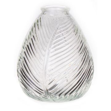 Vase bouteille NELLOMIO avec structure de feuille, verre, transparent, 16cm, Ø14cm