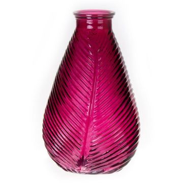 Vase bouteille NELLOMIO avec structure de feuille, verre, rose-transparent, 23cm, Ø14cm