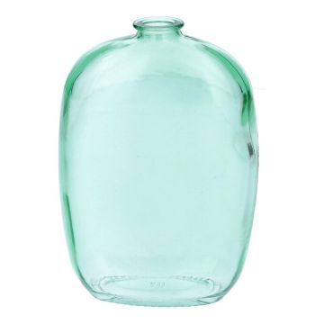 Bouteille méplat en verre PAISANTO, turquoise-transparent, 7,5x3,5x11cm