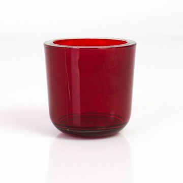 Bougeoir / Photophore en verre NICK, rouge-transparent, 8cm, Ø8cm