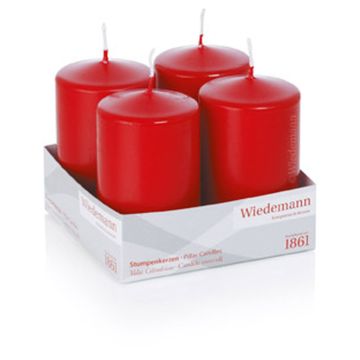 Bougies de l'avent JENARO, 4 pièces, rouge, 10cm, Ø6cm, 33h - Made in Germany