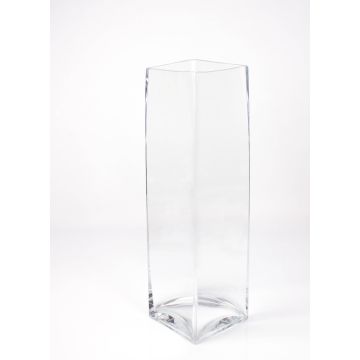 Grand vase carré JACK EARTH en verre, transparent, 14x14 cm, 49cm