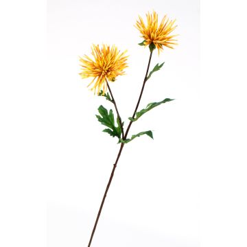 Fleur textile chrysanthème ESTELLE, jaune-orange, 70cm, Ø8-10cm
