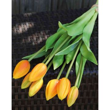 Bouquet artificiel de tulipes LONA, orange clair-vert, 45cm, Ø20cm