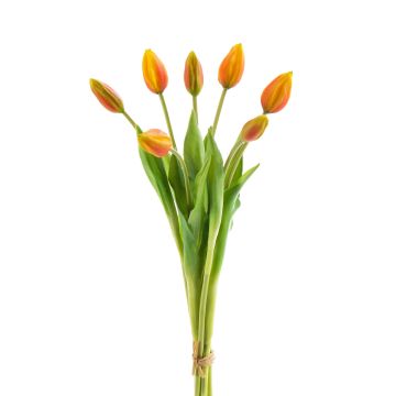 Bouquet artificiel de tulipes LONA, orange foncé-vert, 45cm, Ø20cm