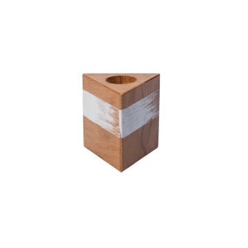 Chandelier triangulaire en bois KARLINA pour bougies chandelles, naturel-blanc, 6x6x6cm