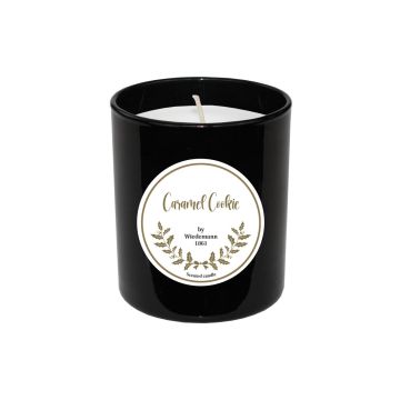 Bougie parfumée MELIDA en pot, Caramel Cookie, noir-blanc, 9,3cm, Ø7,9cm, 35h