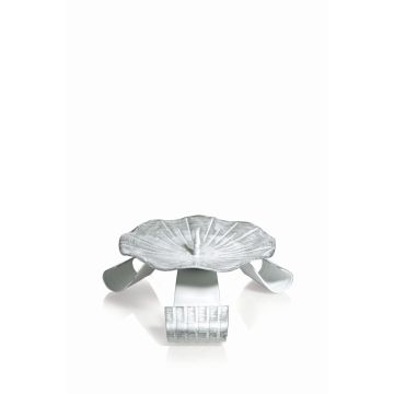 Porte-bougie en métal RAQUEL avec épine, pour bougies Ø5-6cm, blanc-argent, Ø10cm