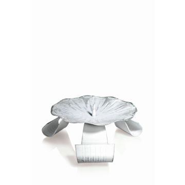 Porte-bougie en métal RAQUEL avec épine, pour bougies Ø7-8cm, blanc-argent, Ø12cm