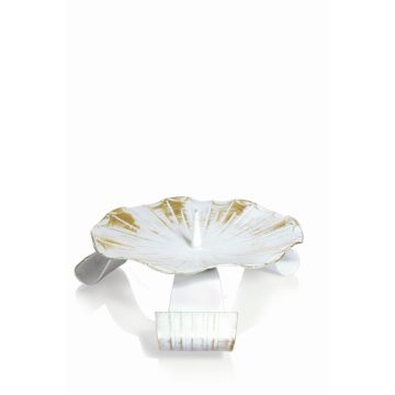 Porte-bougie en métal RAQUEL avec épine, pour bougies Ø10cm, blanc-or, Ø14cm