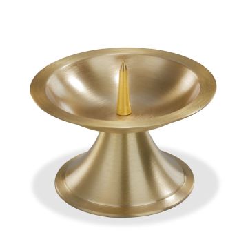 Bougeoir en laiton OLIVERIO avec épine, pour bougies Ø7-8cm, brossé mat, or, 6,5cm, Ø11cm