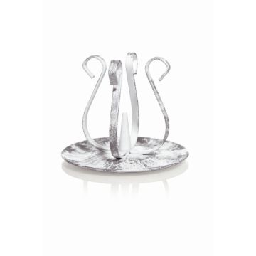 Chandelier en métal au style vintage ISTREDD avec épine, pour bougies, blanc-argenté, 8,5cm, Ø10cm