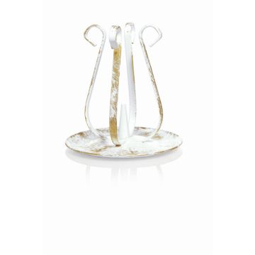 Chandelier en métal au style vintage ISTREDD avec épine, pour bougies, or-blanc, 10cm, Ø11cm