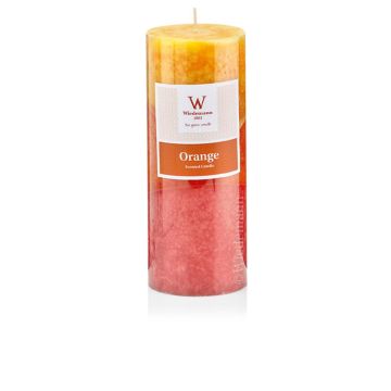 Bougie parfumée rustique ASTRID, Juicy Orange, orange, 13cm, Ø6,8cm, 60h