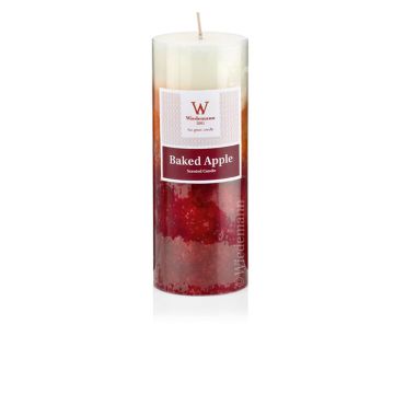 Bougie parfumée rustique ASTRID, Baked Apple, rouge foncé, 13cm, Ø6,8cm, 60h