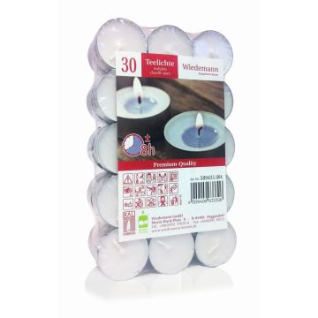 Lot de 30 bougies chauffe-plat KENNY, blanc, 2,2cm, Ø3,9cm, 8h