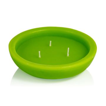 Bougie flottante d'extérieur NEREA, 3 mèches, vert pomme, 4,5cm, Ø15,8cm, 5,5h