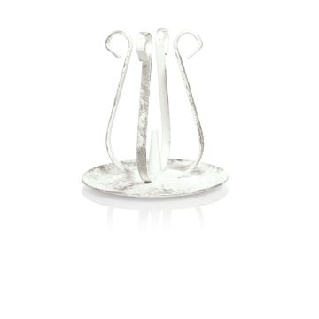 Chandelier en métal au style vintage ISTREDD avec épine, pour bougies, blanc-argenté, 10cm, Ø11cm