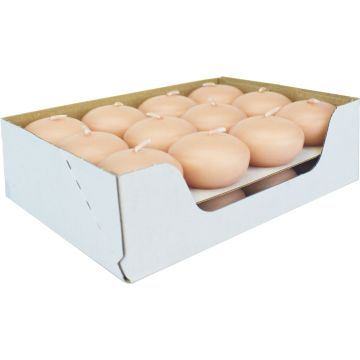 Bougies flottantes ORNELLA, 24 pièces, pêche pastel, 2,8cm, Ø4,5cm, 4h