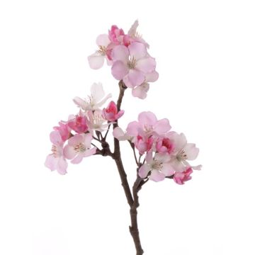 Branche artificielle de pommier OCHUKO, en fleurs, rose-blanc, 35cm