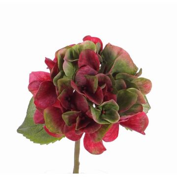 Hortensia en plastique CHIDORI, rouge-vert, 30cm, Ø13cm