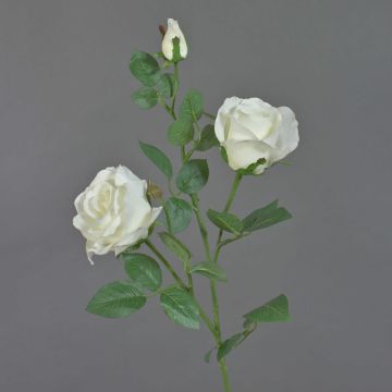 Rose en tissu ARIANE, blanc, 75cm, Ø7-10cm