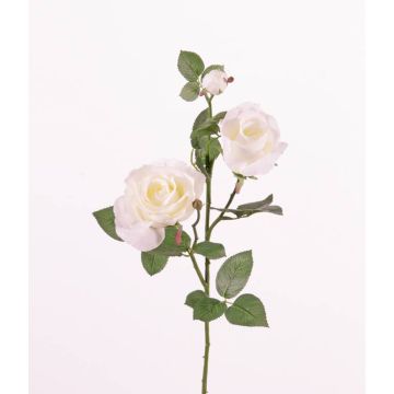 Rose en tissu ARIANE, blanc, 75cm, Ø7-10cm