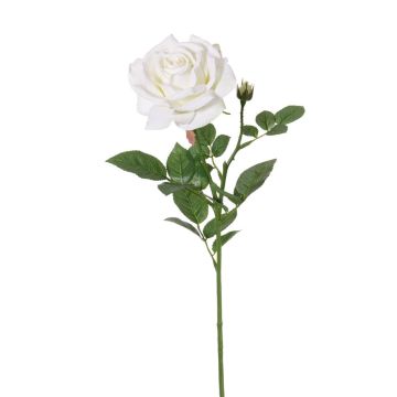 Rose en tissu JANINE, blanc, 70cm, Ø12cm
