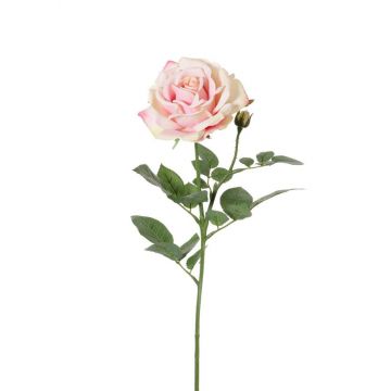 Rose en tissu JANINE, rose-jaune, 70cm, Ø12cm