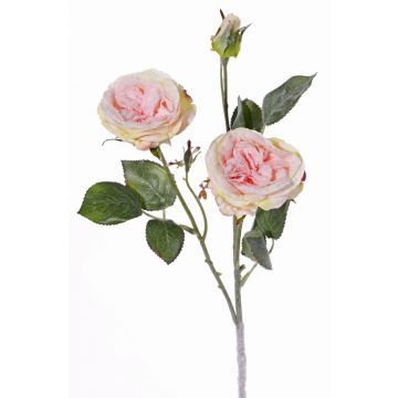 Rose-chou artificielle sur tige MADITA, neige, rose, 60cm, Ø9cm