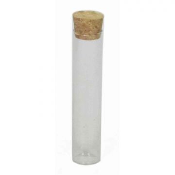 Éprouvette avec bouchon en liège SINAN, cylindre/rond, transparent, 12cm, Ø2,5cm