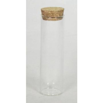 Éprouvette avec bouchon en liège SINAN, cylindre/rond, transparent, 12cm, Ø3,5cm