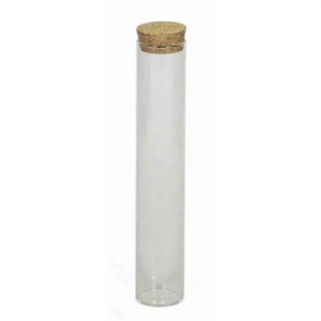 Éprouvette avec bouchon en liège SINAN, cylindre/rond, transparent, 20cm, Ø3,5cm