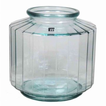 Vase à fleurs LOANA, cylindre/rond, transparent/bleu, 23cm, Ø23cm