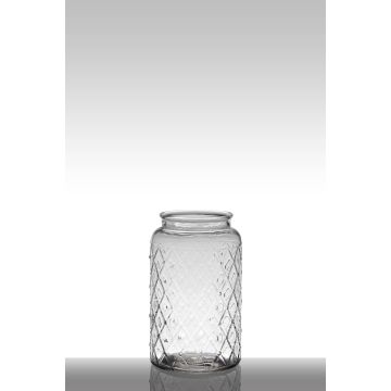 Bougeoir de table en verre ROSIE avec motif losange, cylindre/ronde, transparent, 26,5cm, Ø16cm