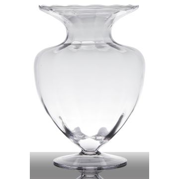 Vase à poser au sol en verre KENDRA sur pied, conique/rond, transparent, 33cm, Ø23,5cm