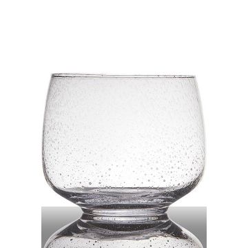Bougeoir en verre GRACIE sur pied, cône/rond, transparent, 18,5cm, Ø22cm