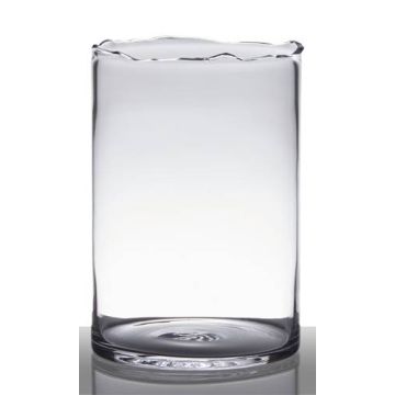 Vase à fleurs en verre BROOKE avec ligne de cassure, cylindre/rond, transparent, 27cm, Ø18cm