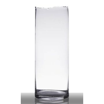 Vase à poser au sol en verre BROOKE avec ligne de cassure, cylindre/rond, transparent, 47cm, Ø18cm
