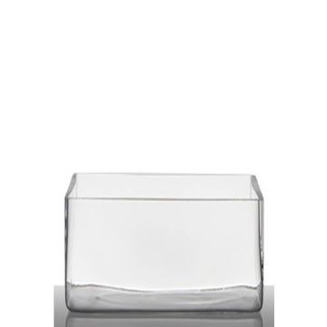 Bougeoir de table en verre MIRJA, cubique/rectangulaire, transparent, 25x10x15cm