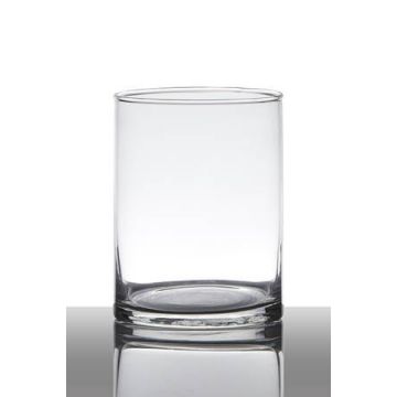 Bougeoir de table en verre SANYA EARTH, cylindre/rond, transparent, 15cm, Ø12cm