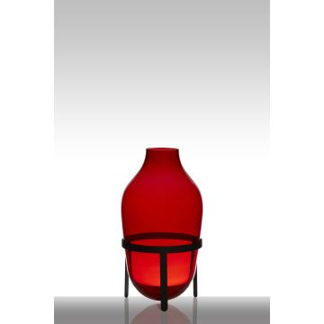 Vase à poser au sol en verre CAMILO sur pied, conique/rond, rouge, 39cm, Ø19cm