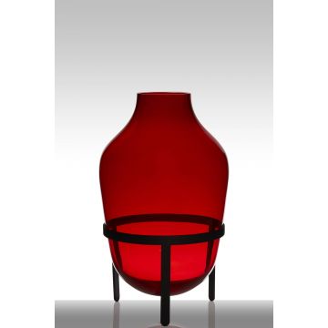 Vase à poser au sol en verre CAMILO sur pied, conique/rond, rouge, 50cm, Ø29cm