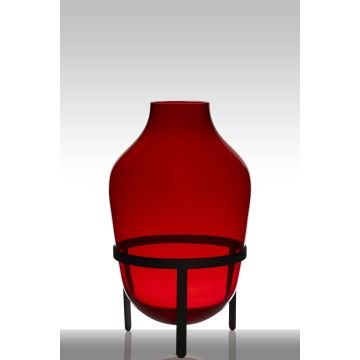 Vase à poser au sol en verre CAMILO sur pied, conique/rond, rouge, 50cm, Ø29cm