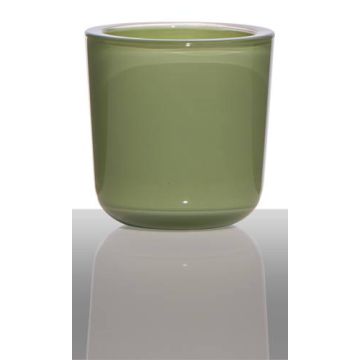 Porte-bougie NICK, cylindre/rond, vert herbe, 7,5cm, Ø7,5cm
