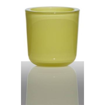 Porte-bougie NICK, cylindre/rond, jaune-vert, 7,5cm, Ø7,5cm