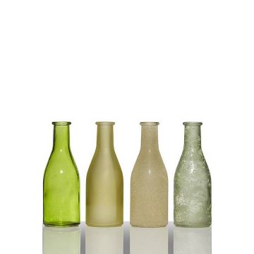 Set de 4 bouteilles ANYA, cylindre/rond, vert-jaune, 26,5x6x18cm