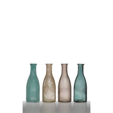 Set de 4 bouteilles ANYA, cône/rond, bleu, 26,5x6x18cm