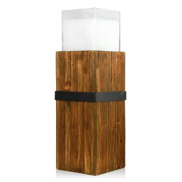 Colonne en bois avec verre à bougie / bougie décorative SAMORY, marron, 50cm, Ø22cm, 180h - Made in Germany